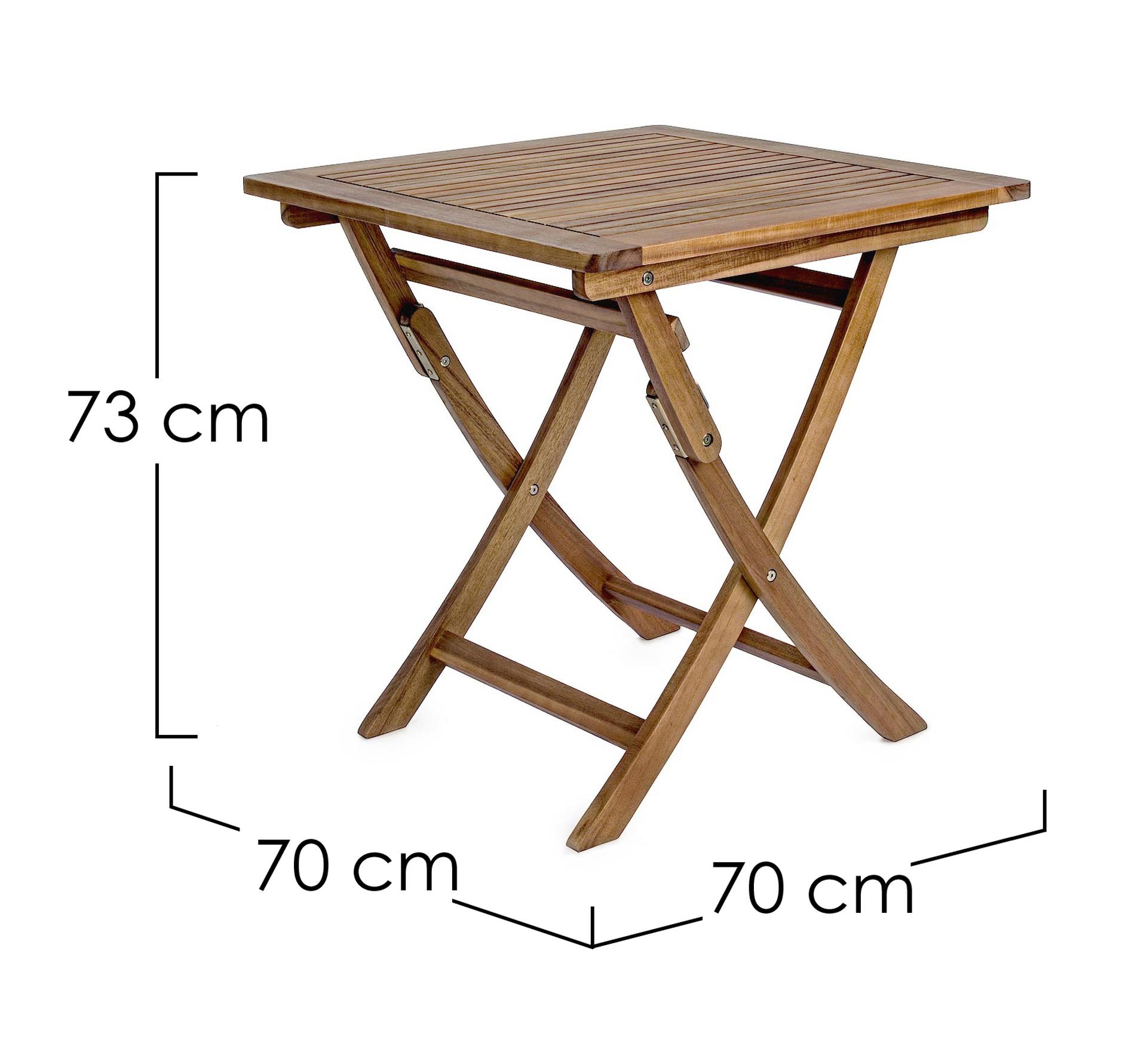 Akazienholz Klapptisch NOEMI 70x70 cm